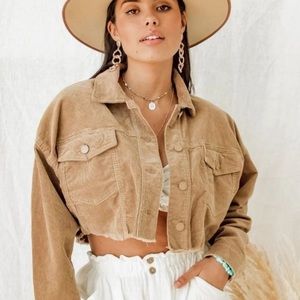 Nobody's Baby Brown Corduroy Crop Jacket